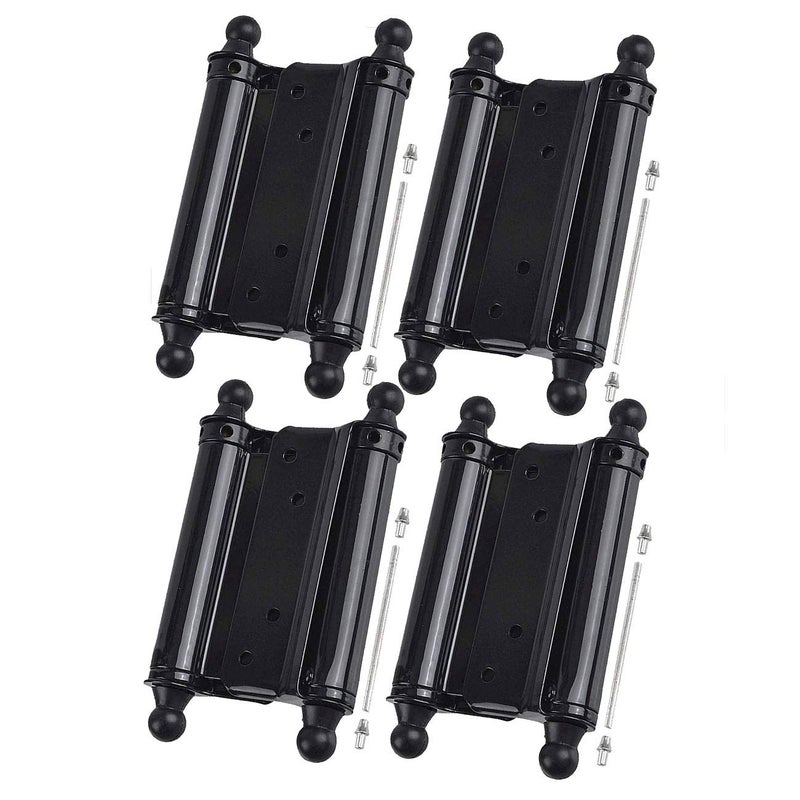 TamBee 4inch Double Action Hinge Saloon Door Hinges Swinging Door Hinge Heavy Duty Self Closing Black Steel Hinges with Screws - Image 1